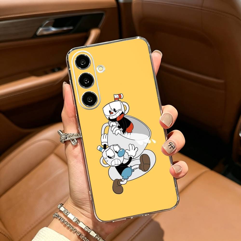 Süße CupHead und MugMan Handyhülle für Samsung Galaxy A71, A70, A52, A51, A40, A30 Transparente Hülle
