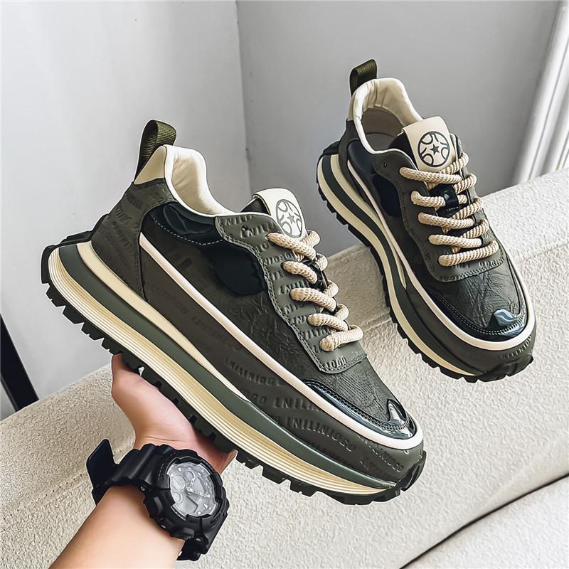 Men's shoes autumn Internet celebrity explosion leather platform dad trendy shoes men's leisure sports versatile work labor insurance shoes