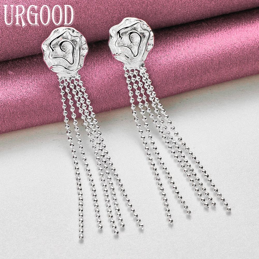 925 Sterling Silber Rosenperlenkette Ohrringe Hochzeitsschmuck