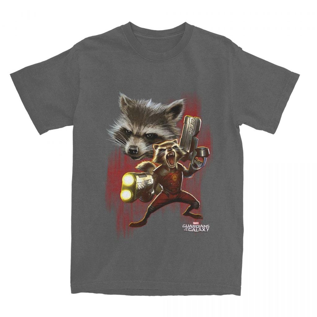 Miniso Twisted Rocket Racoon Raccoon TShirt Men Cotton Guardians Of The Galaxy Racoon Cotton Tee Shirt New Arrival Clothes
