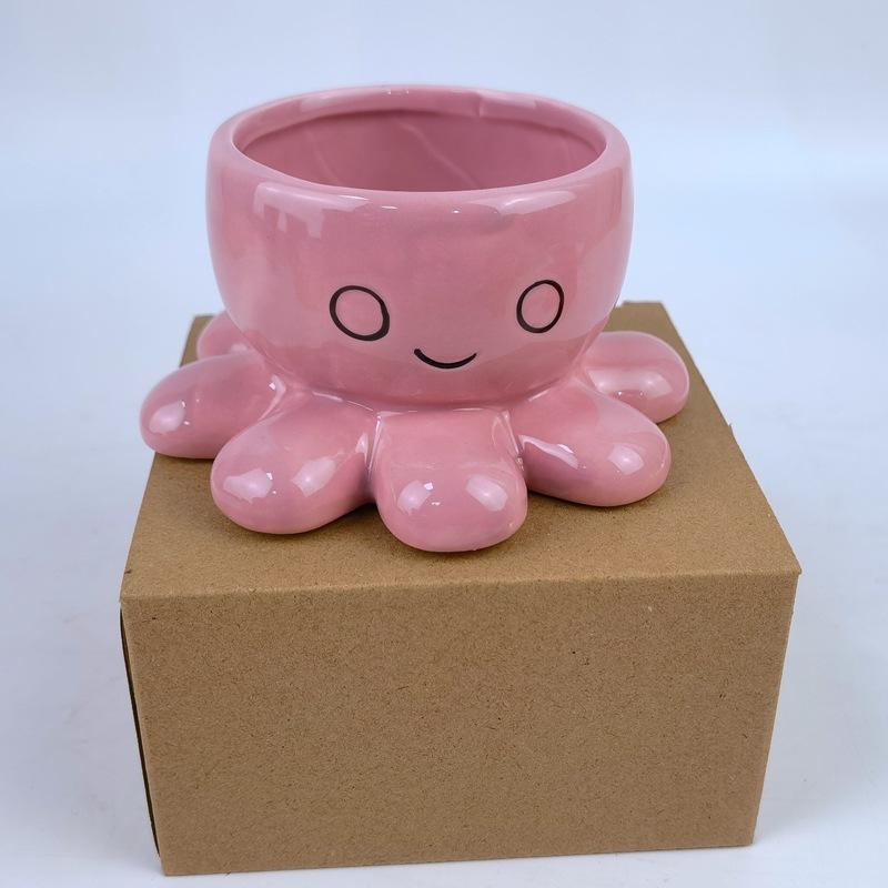 Oktopus Sukkulenten Blumentopf, Keramik Cartoon Meerestier Pflanze Topfpflanze Tischdeko Fleischblumentopf