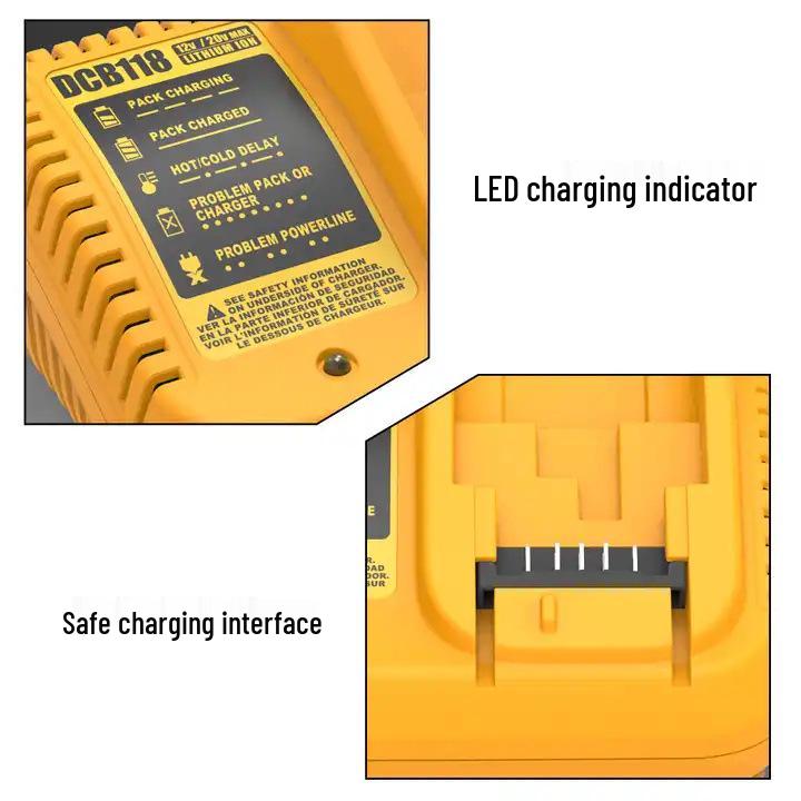 Compatible with Dewalt 12V-20V Power Tool Battery Charger DCB118 for Lithium Batteries.