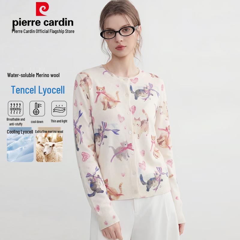 Pierre Cardin Women s Lyocell Merino Blend Cooling Knit Cardigan M