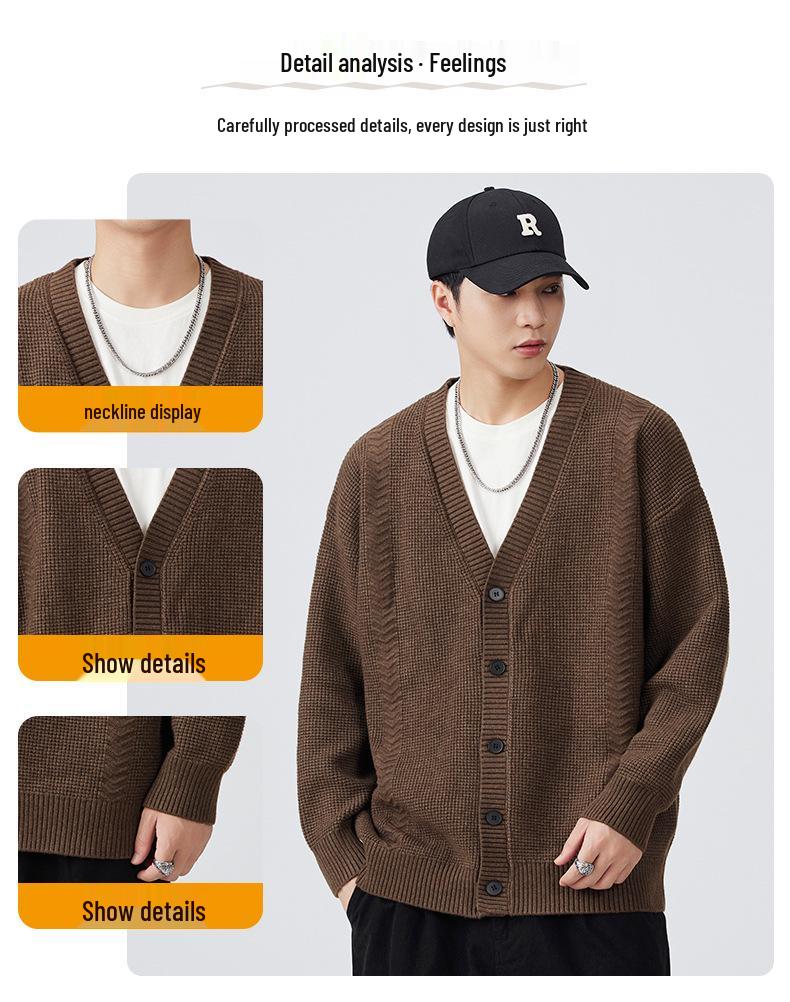 Mu Yuan Unisex Single-Breasted Cardigan - Autumn/Winter Loose Knit Sweater