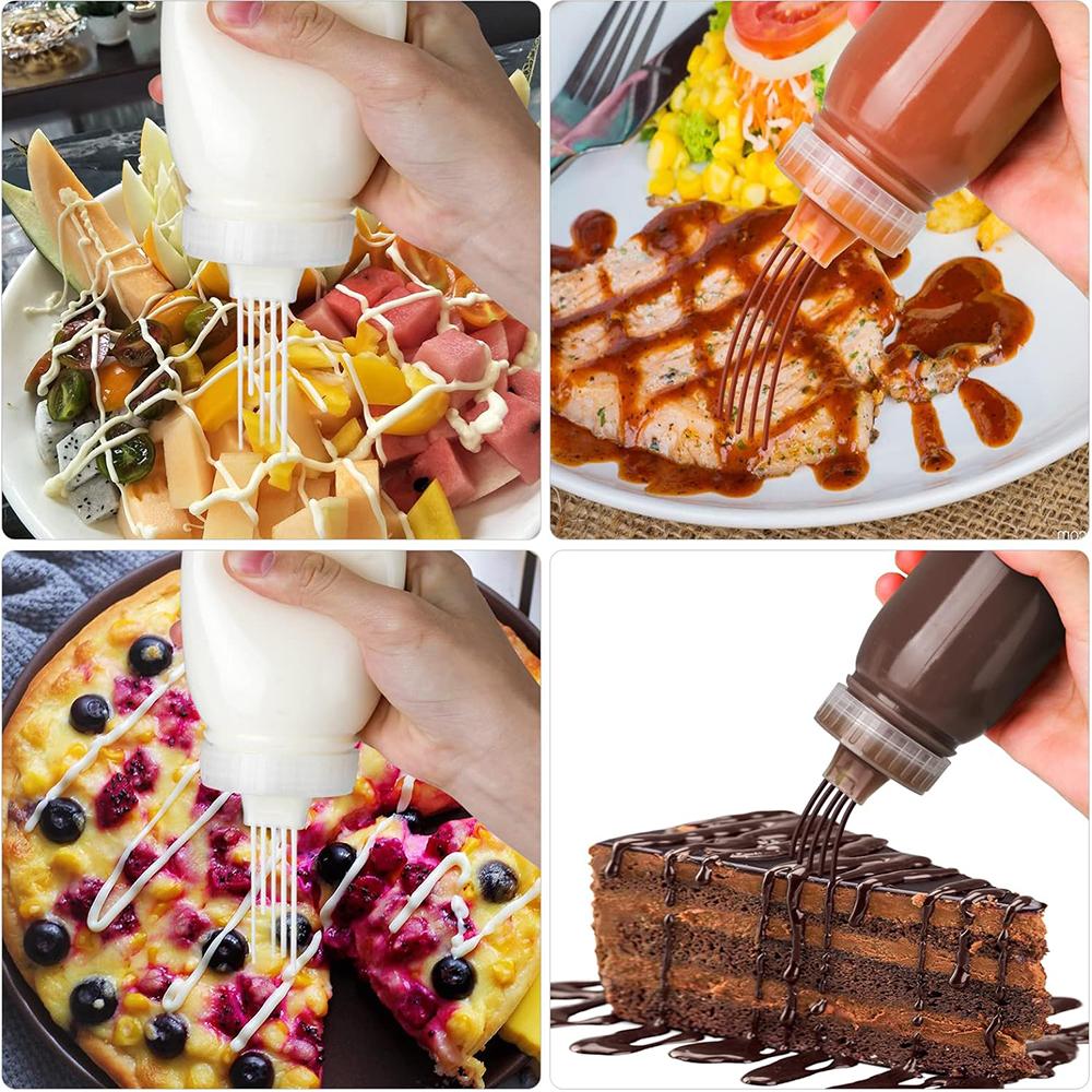 3Pcs 380ML Porous Condiment Squeeze Bottles for Ketchup, Salad, BBQ Sauce, Oil