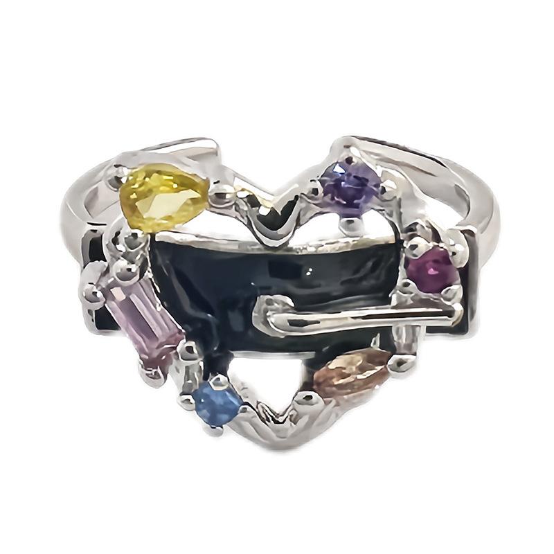 High-End Light Luxury Butterfly Drop Glaze Niche Open Ring Female Cold Wind Temperament Spice Girl Fashion Index Finger Ring