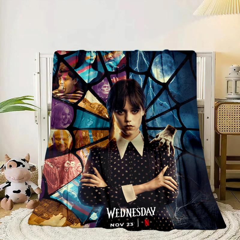 

Wednes-day Gothic Family Reunion Blanket Flannel Blanket for bed, sofa, Camping, Hiking, Picnic Essentials, gift for family Fan gifts 75x90cm