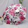 -Themed Folding Umbrella Featuring a Floral Skull Design, Perfect As a Portable Gift for Christmas, Halloween, And Other Festi