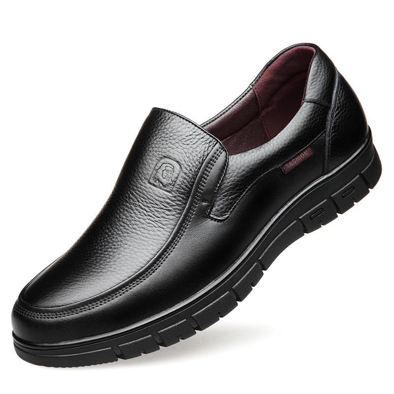 Men's Soft Sole Leather Shoes - Business Casual, Genuine Cowhide, Perfect for Elderly Dad