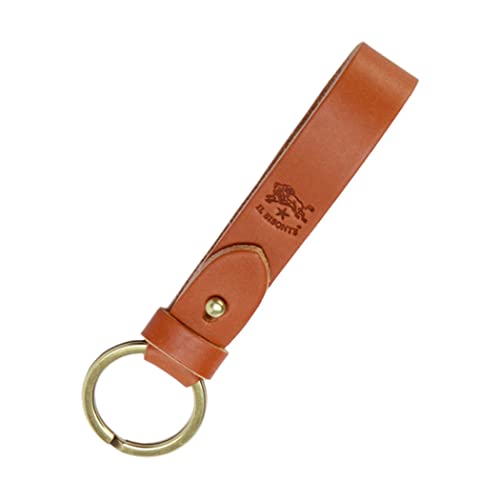 IL BISONTE Genuine Leather Keychain, Key Ring, Unisex, Brown, Discolored Leather, for Men and Women