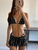 Damen Sexy Gepunktetes Bodycon Bikini und Strandkleid Set