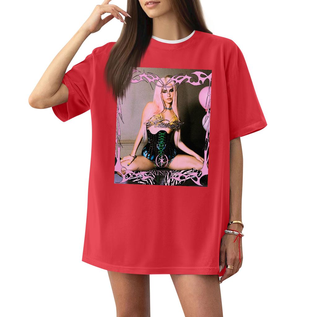 Women's Casual Printed T-Shirt Round Neck Pullover Short Sleeve Top