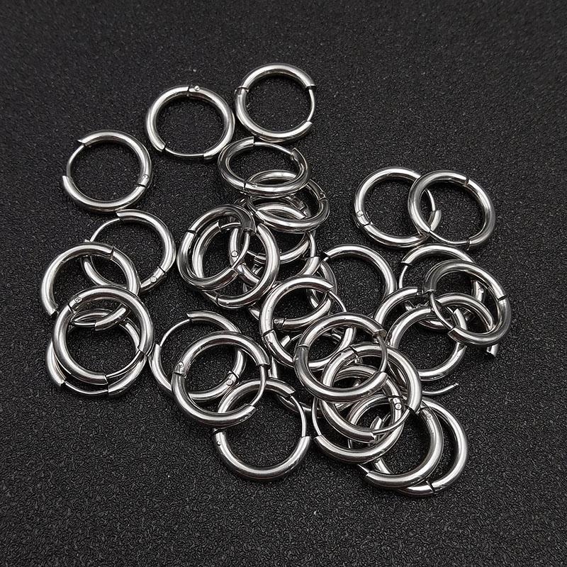 

10pcs/lot Stainless Steel Hoop Earrings 2.5mm 2.0mm Thick for Men Women Blue Black Gold Colorful Round Circle Earring 2.5x12mm