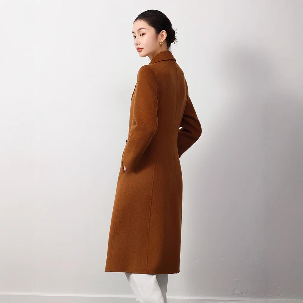 Women's Double-Faced Wool Slim Fit Extra Long Over-the-Knee Coat for Autumn/Winter