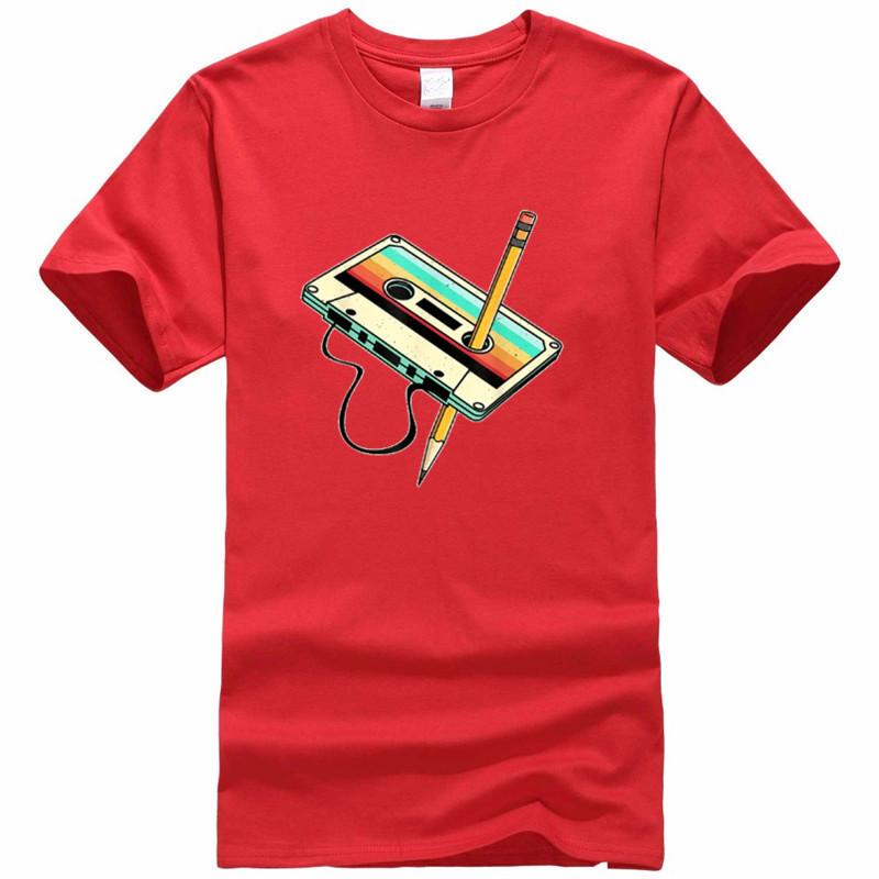 80s Cassette Tape Pencil 1980s Retro Vintage Throwback Music TShirt Men Clothing Vintage T Shirt Camisetas S