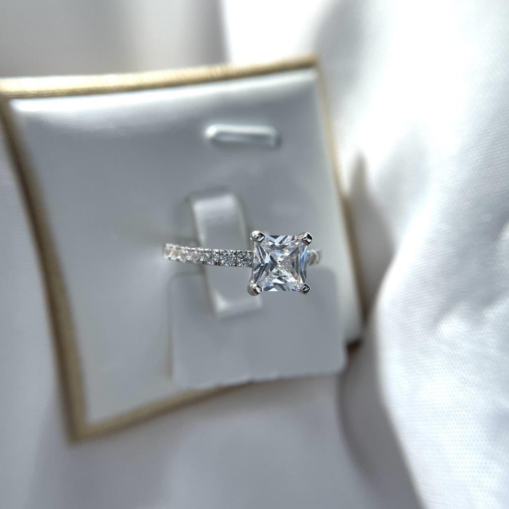 Tancise Women Classic 925 Sterling Silver  Zircon Ring Ladies Jewelry Wedding Promise Party Gift