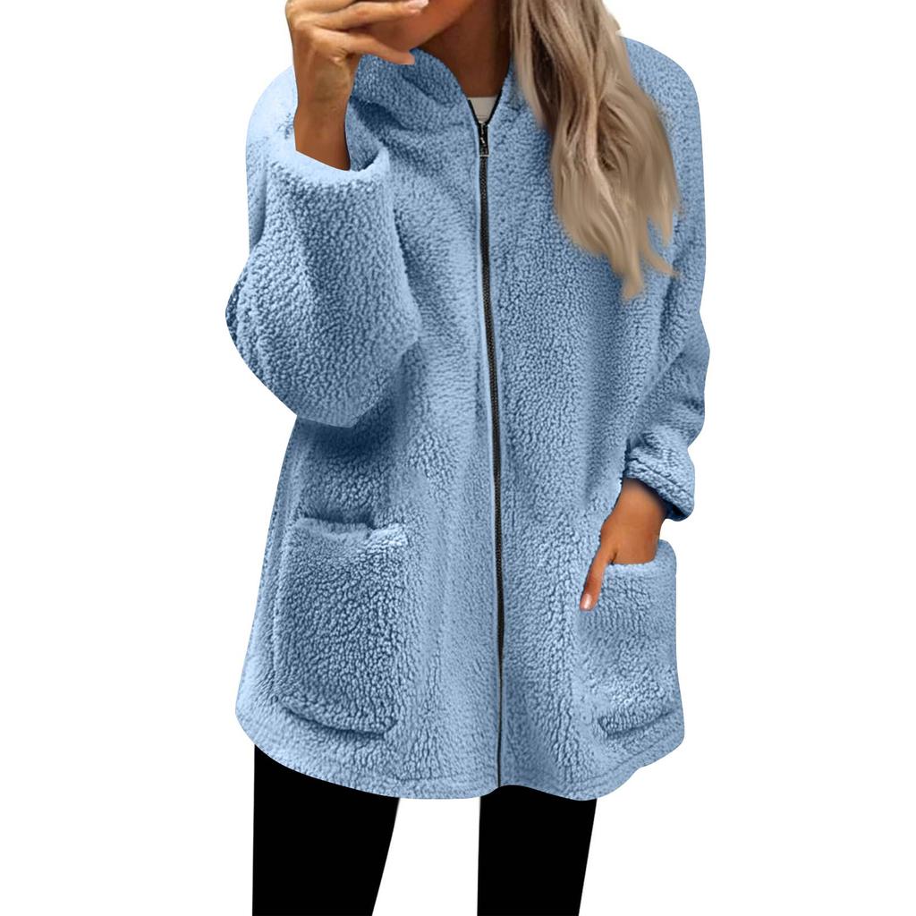 Felpe con cappuccio da donna con zip Felpe oversize in pile lunghe Felpe con cappuccio a maniche lunghe casual da autunno