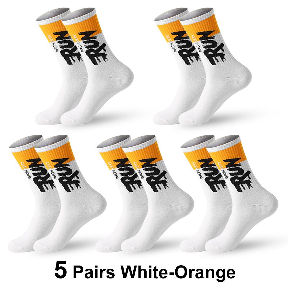 

5 пар/лот мужские носки из органического хлопка, спортивные носки для бега, скейтбординга, повседневные модные баскетбольные носки, дышащие носки для фитнеса EU38-41