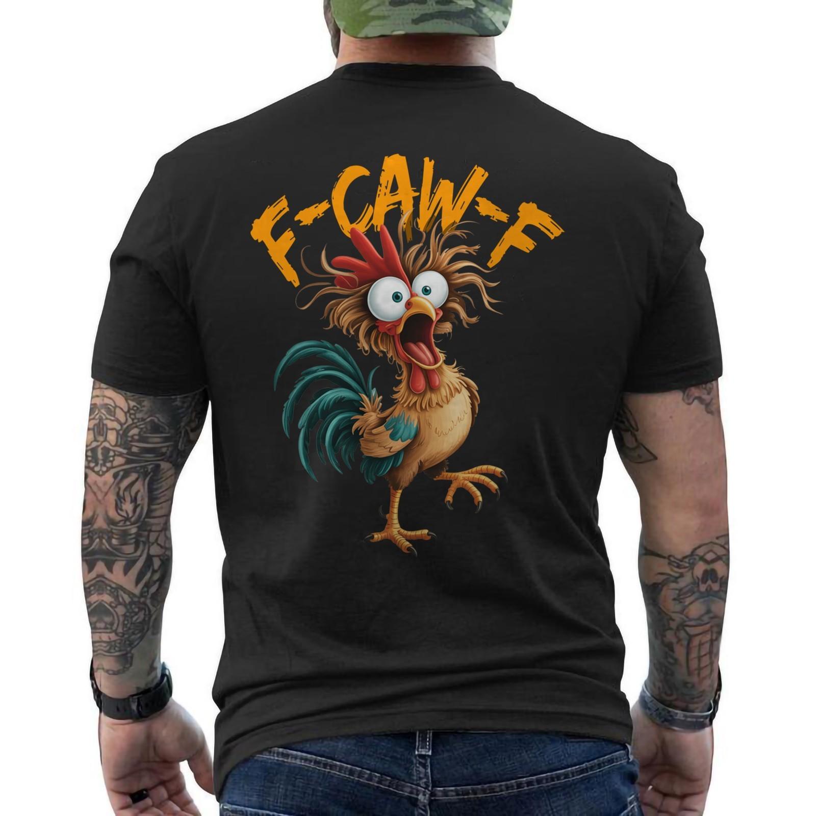F Caw F Rooster Funny Bird Chicken Whisperer Fawk F Awk F ON BACK T-Shirt S разноцветный