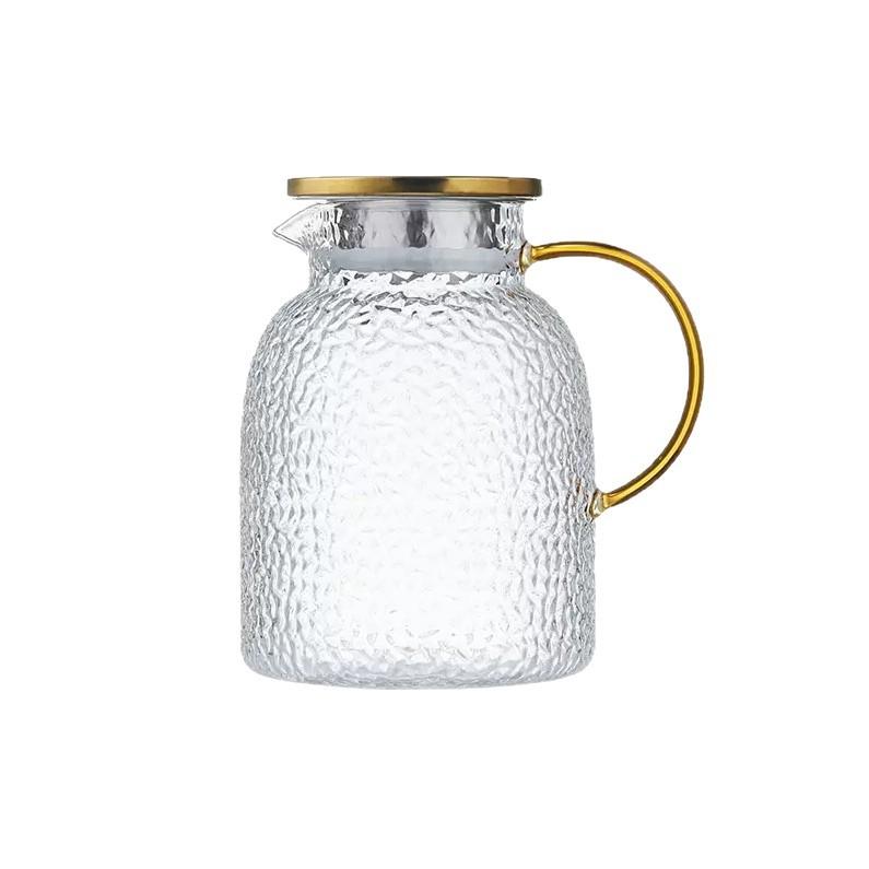 High Borosilicate Glass Cool Kettle Thickened High Temperature Resistant Hammer Pattern Boiling Teapot Large Capacity Home Use Teapot for Guests