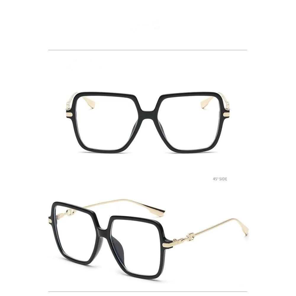 Fashion Oversized Square Eyewear Retro Womens Light Bloking Metal Frame Glasses Trend Optical Computer Eyeglasses