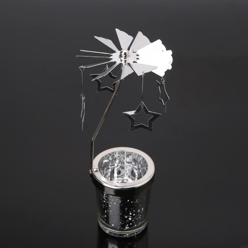 62KD Rotating Tea Light Holder Spinning Tealight Stand Candleholders Wedding