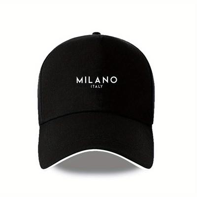 1 ks Milano Itálie Móda Unisex Kompatibilní Lehký Prodyšný Kšilt Poloviční Síťovina Vzadu Odolný Polyester Italské Nápisy