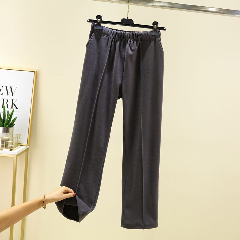 Double-Sided Dralon Heattech Home Pants Loose Plus Size Thickened Pajama Pants Elastic Waist with Pocket Straight-Leg Pants Velvet Padded Casual Pants