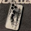 Gotisches Dunkler Engel Skizze Muster Design Schutzhülle für iPhone 17 16 15 14 13 12 11 16E Serie Pro Max Plus
