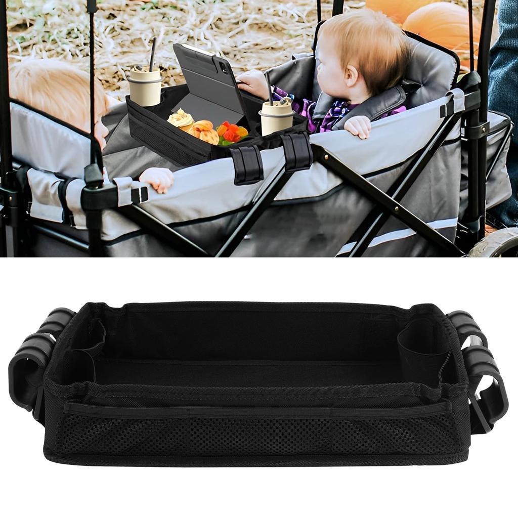 Baby Stroller Tray with Cup Holders W2 Double Sided Stroller Tray with Storage Mesh Pockets Detachable Outdoor Accessories