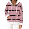 Cardigan cu glugă din fleece cu fermoar cu mâneci lungi pentru femei, modă casual