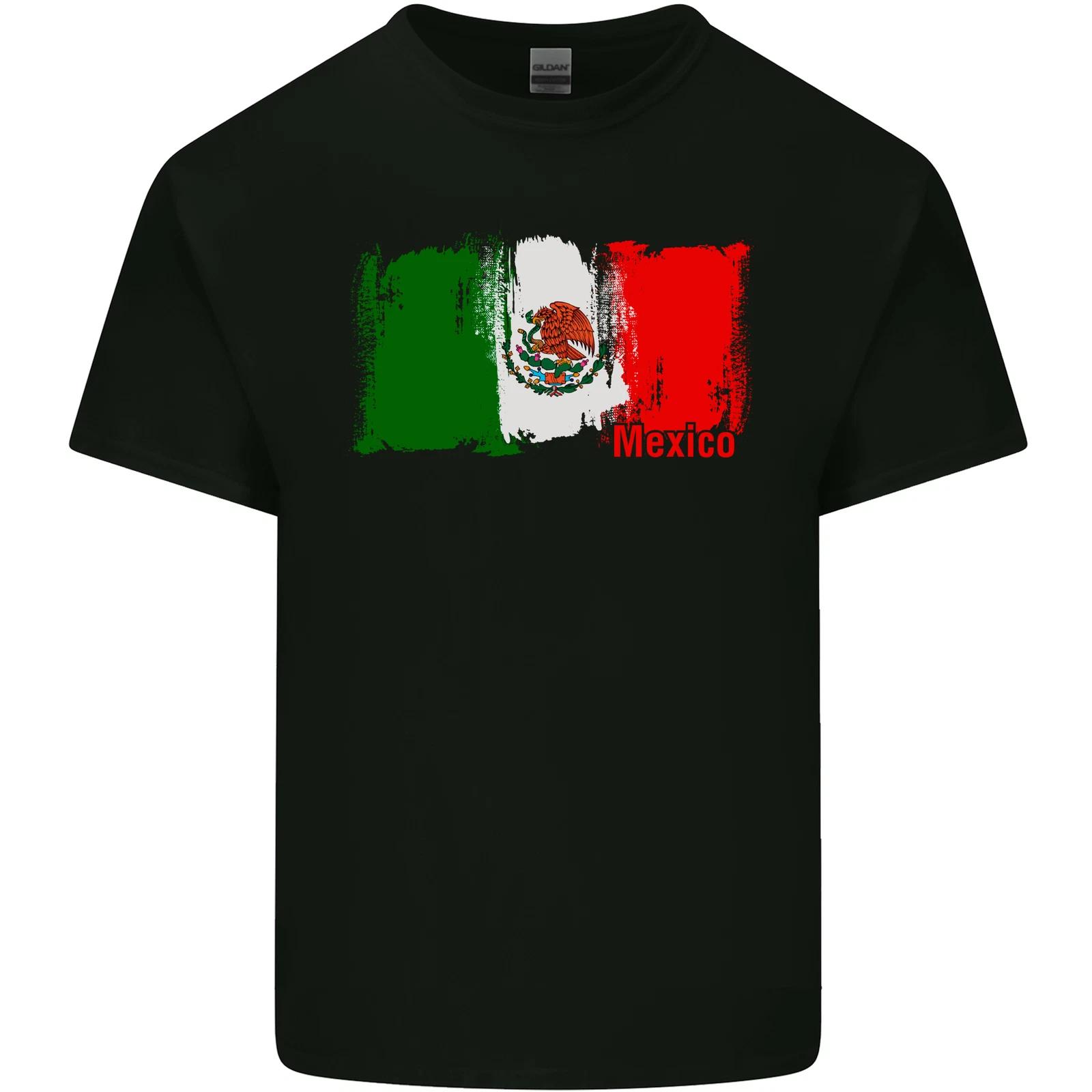 Mexico Football Distressed Flag Kids T-Shirt Childrens 4XL