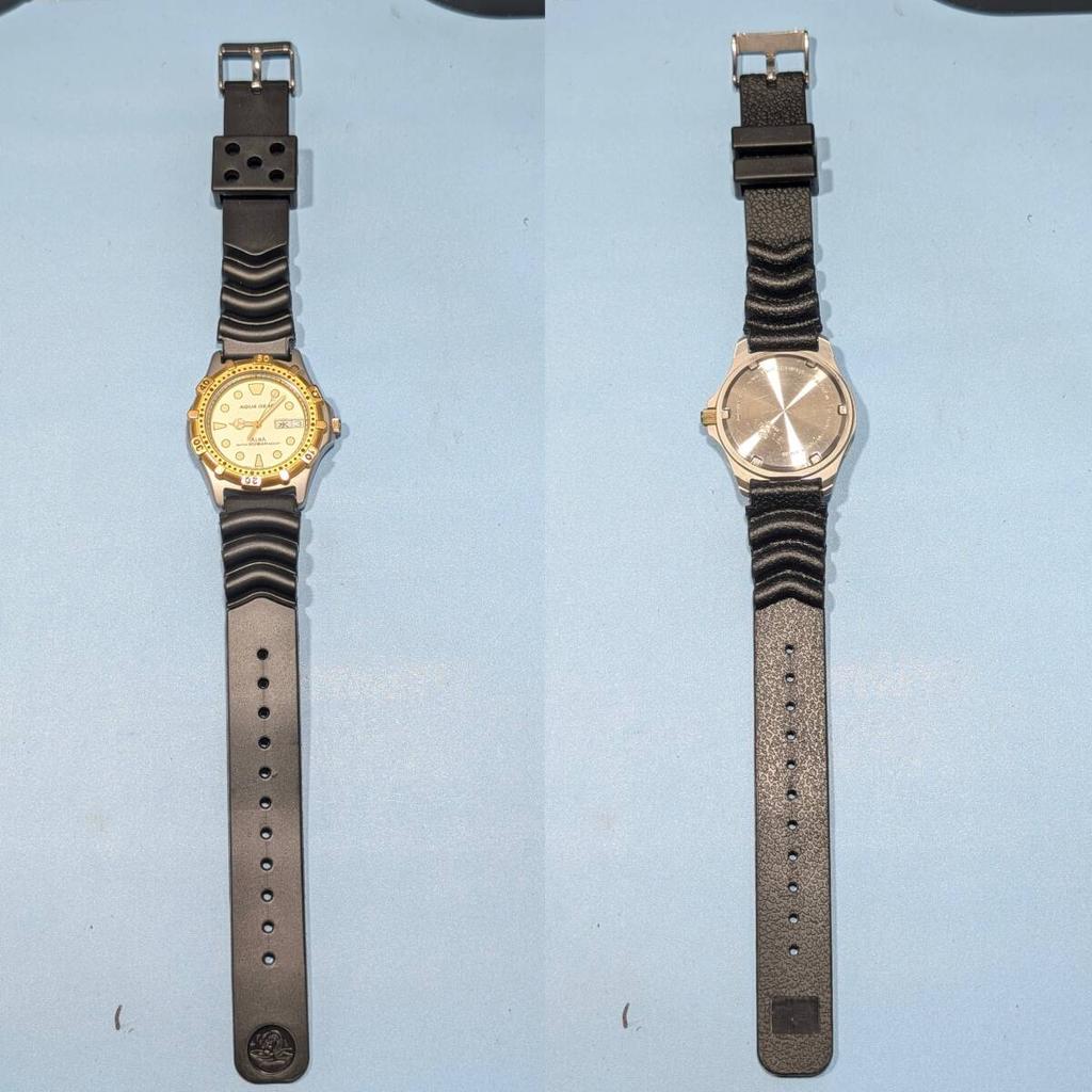 SEIKO ALBA AQUA GEAR Battery and Strap Working Men's Watch, Replaced, Condition, I-20