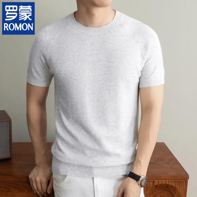 ROMON Men s Short Sleeve Round Neck Knit Shirt XL