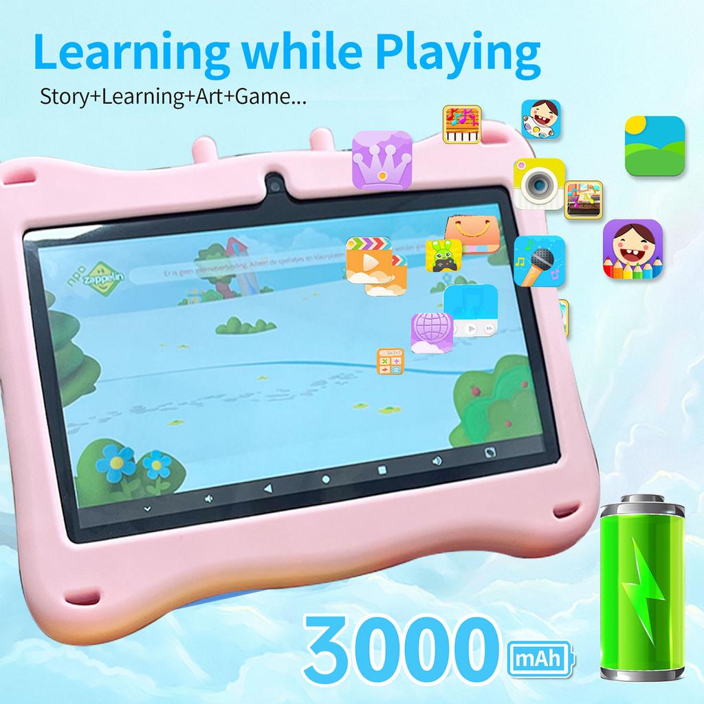 Kids Tablet 7-inch HD Display Screen for   7.0 Storage 1+16G and Dual Camera 200W Early Educational Learning Machine for Toddlers Children