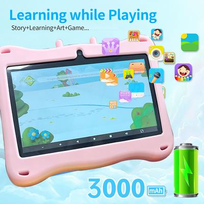 Kids Tablet 7-inch HD Display Screen for 7.0 Storage 1+16G and Dual Camera 200W Early Educational Learning Machine for Toddlers Children