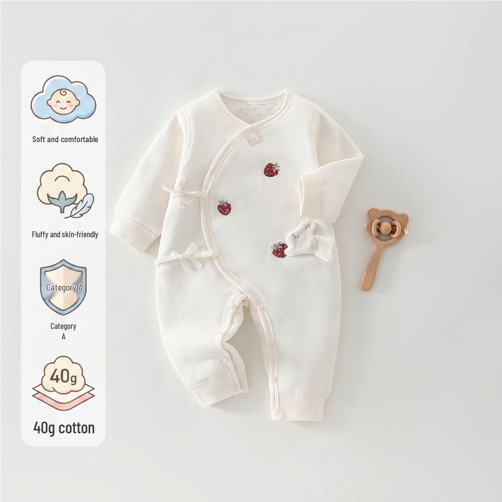 Unisex Pure Cotton Baby Jumpsuit: Newborn Butterfly, Spring & Autumn, Boneless One-Piece with Extra Cotton for Outdoors