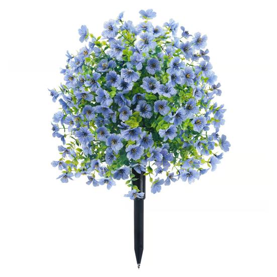 

UV Resistant Artificial Violet Topiary Bushes with Stakes Spring Summer Faux Violet Shrubs Outdoor Fake Plants Ball Tree for Garden Porch Window Box 1pc