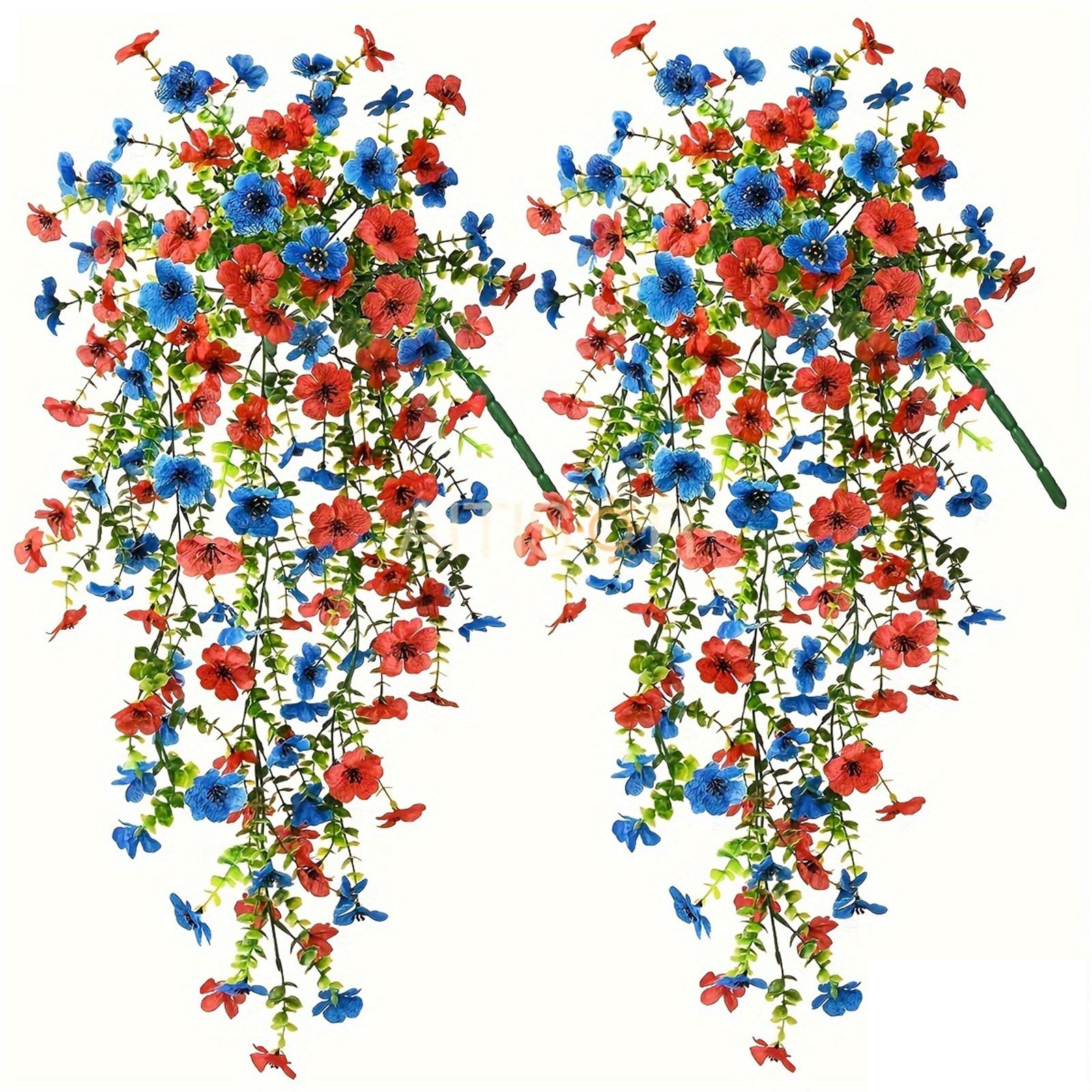 

1 шт/2 шт изысканные реалистичные шелковые ромашки подвесные цветы для улицы искусственные растения цветок орхидеи 2 Pcs красный/синий