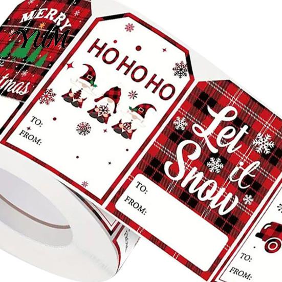 Gift Wrapping Accessories Christmas Thank You Stickers, Red And Black Plaid Print Decorative Labels, Festive Stationery Supplies with Writing