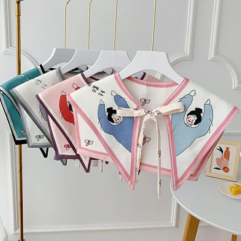 Perfect Match Printed Shawl Fake Collar Women Detachable Collars Big Lapel False Collar Shirt Thin Shawl Kragen Sahte Yaka Kraagje Nep Dames