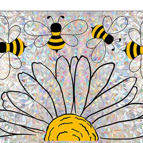Floral Window Cling Bees And Flower Static Sticker Removable Rainbow