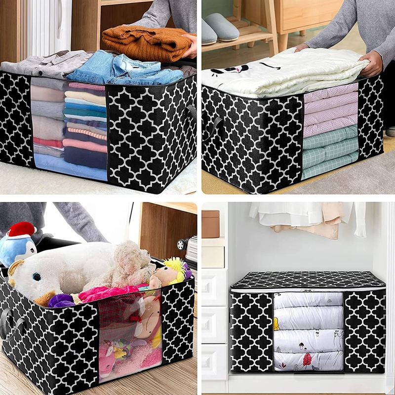 3PCS Large Clothes Storage Bags Ziped Organizer Underbed Wardrobe Cube Closet Boxes