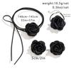 IngeSight.Z Romantic Big Rose Flower Earrings Bracelet Necklace Sets Women Kpop Velvet Rope Chain Party Y2K Wedding Jewelry Sets