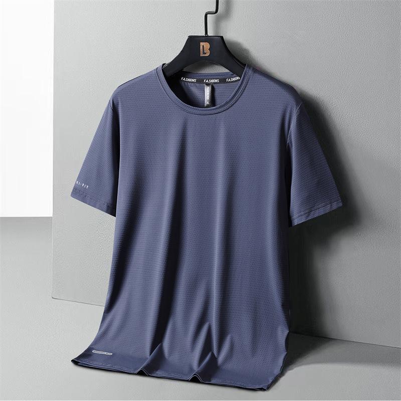 High-Quality Ice Silk T-Shirts Men Plus Size 8XL Male Tshirt Fat Man Tee Shirt Breathable Wearing Tee Tops Running