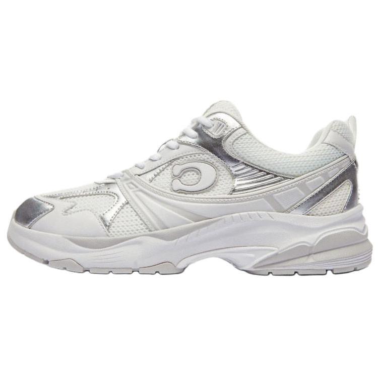 

Coach Mesh Fabric Synthetic Leather Round Toe Lace-Up Low-Top Casual Shoes Men sneaker Silver Gray CAQ28-XVR 41.5