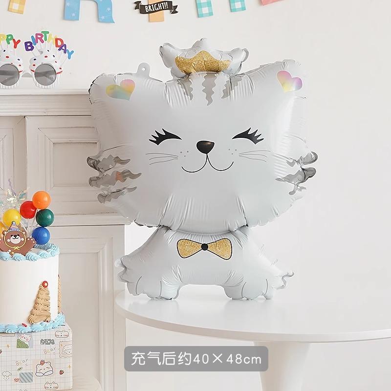 

Wind Crown Cat Aluminum Film Balloon Animal Cartoon Baby First Birthday Decoration Party Arrangement Photo Balloon Styling cat