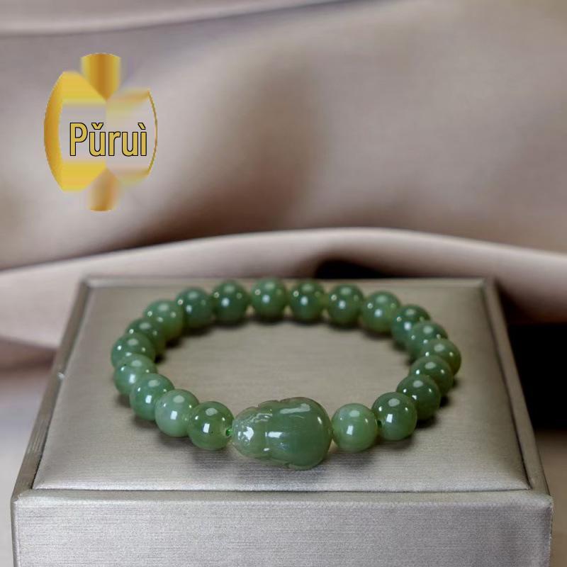 Ice Blue Hetian Jade Bracelet for Women - Elegant Bead String Jewelry, 2024 New Style