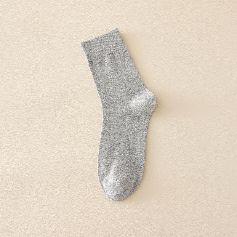 Men's Spring and Autumn Pure Cotton Solid Color Business Antibacterial and Deodorant Tube Socks