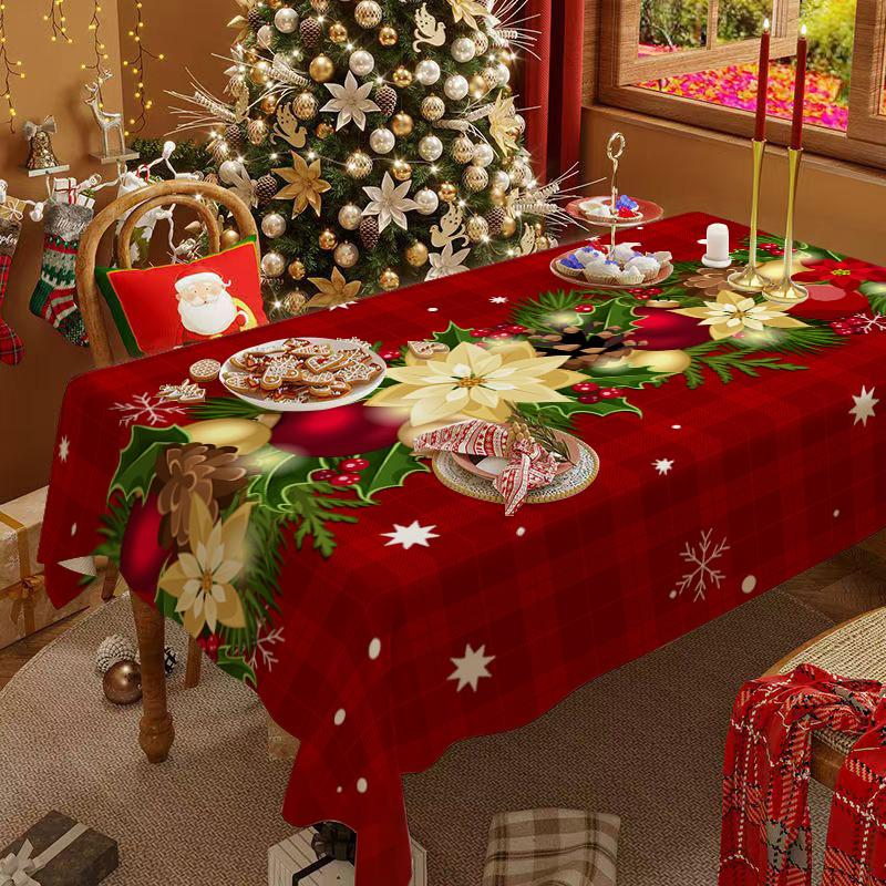 Christmas Tablecloth, Festive Table Decoration, British Style Coffee Table Cover, Stain-resistant and Dustproof Cloth